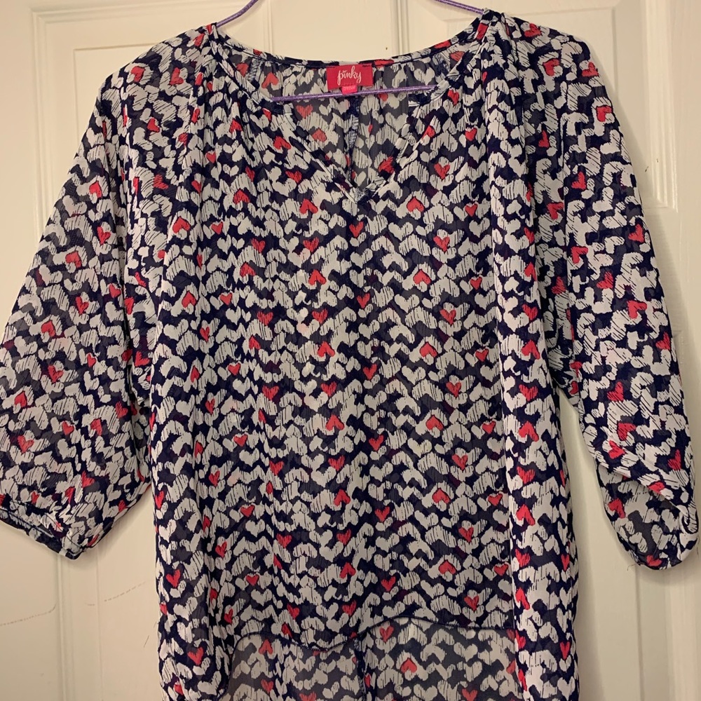 Pinky Heart Pattern Blouse Size Juniors L